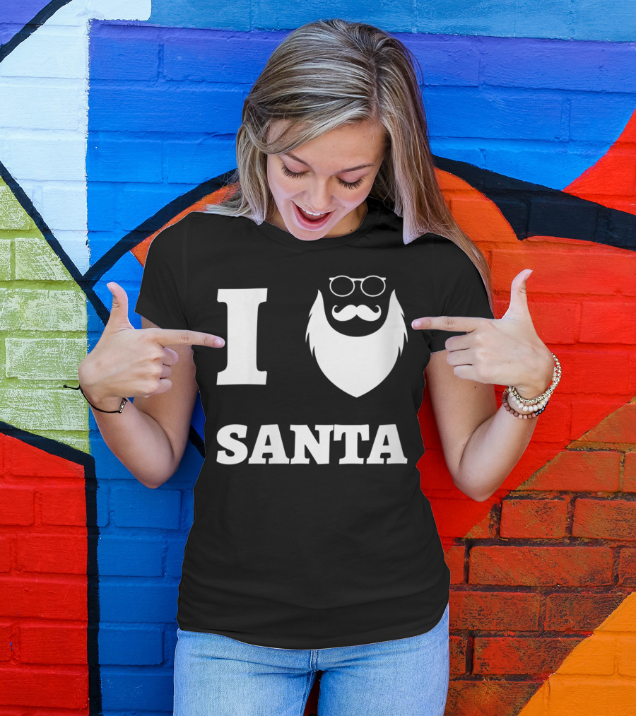 I Love Santa Funny Beard With Glasses T-Shirt
