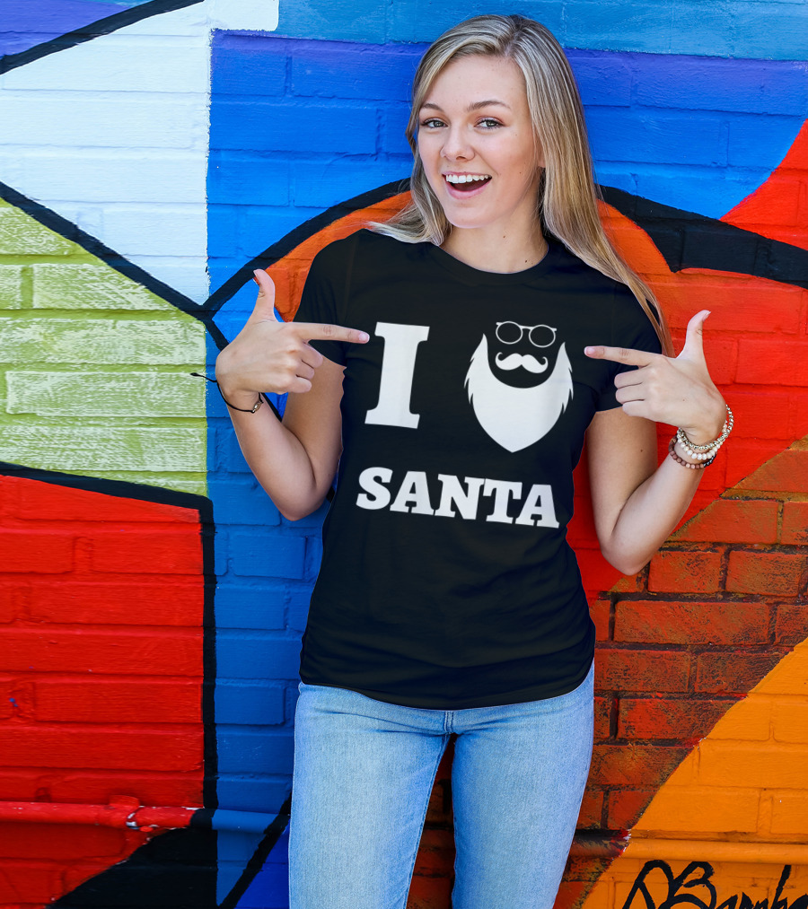 I Love Santa Funny Beard With Glasses T-Shirt
