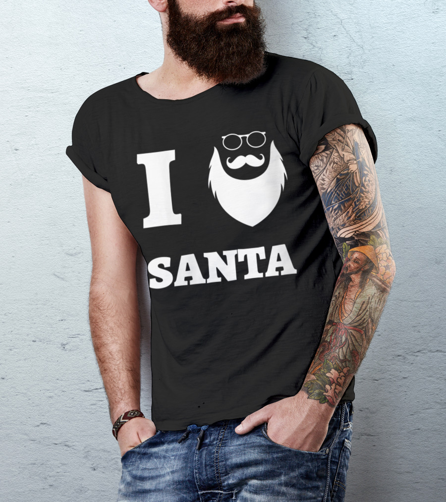 I Love Santa Funny Beard With Glasses T-Shirt