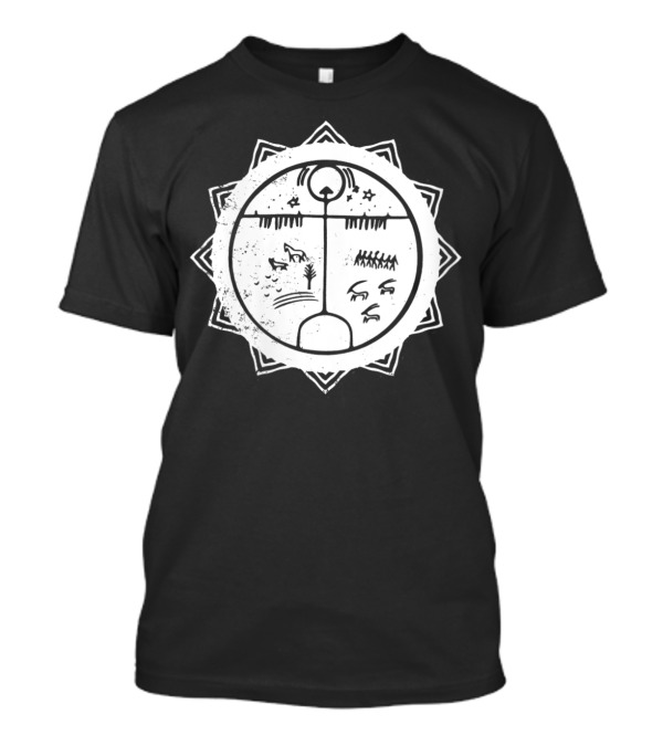 Oneness Native American Siberian Shaman Circle Symbol With Nature Motifs T-Shirt