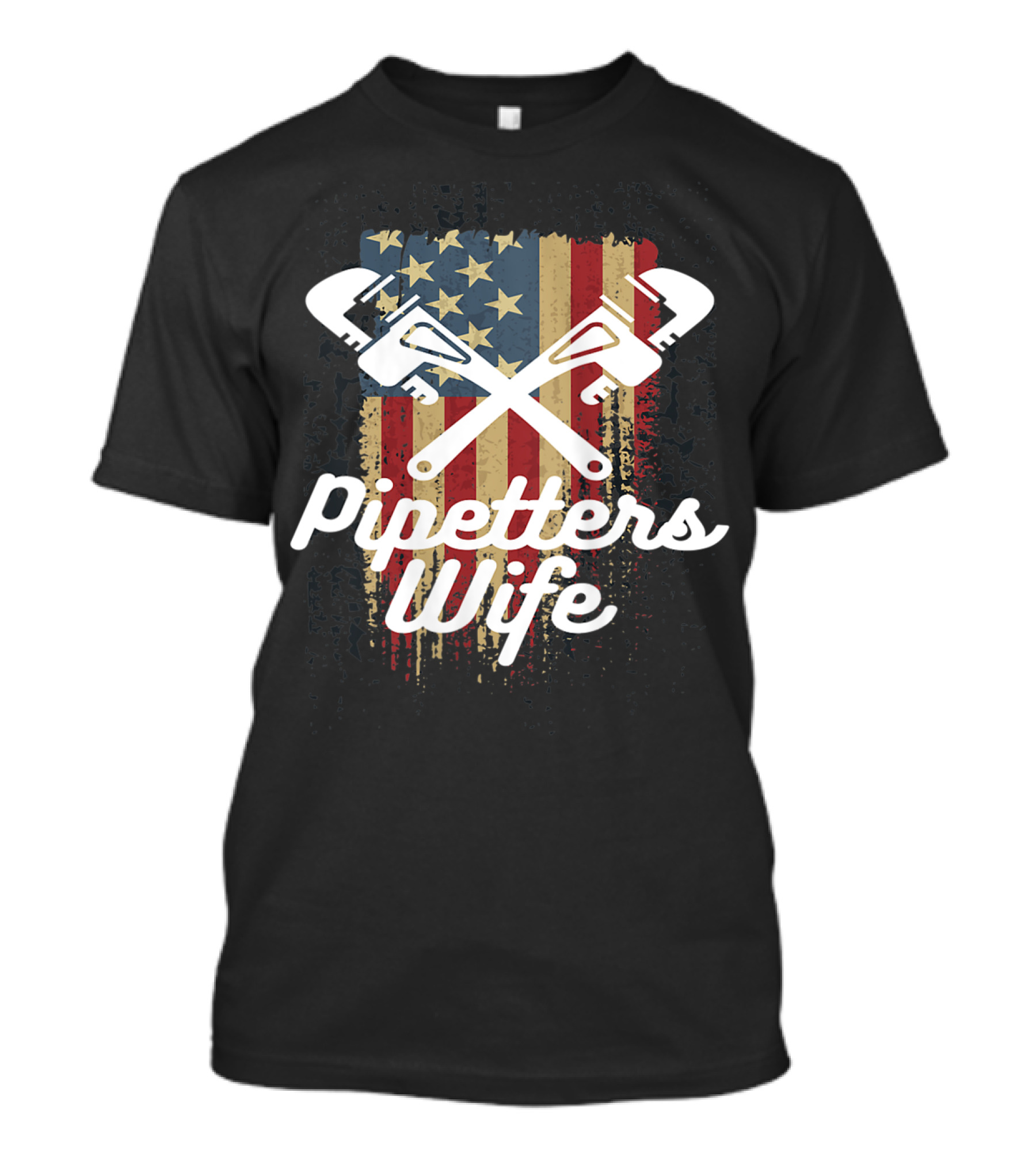 Pipefitters Wife American Flag Wrenches Patriotic Pride T-Shirt