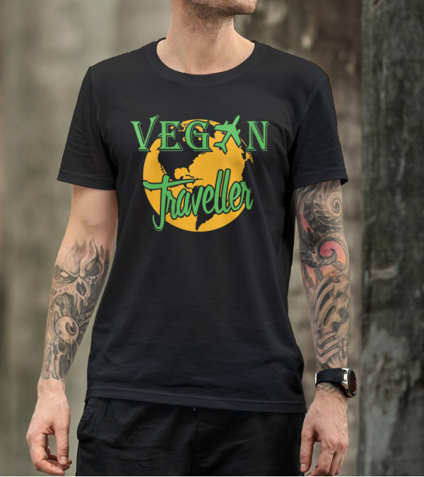 Vegan Traveller Globe VneckWomens Vegan Traveller T-Shirt