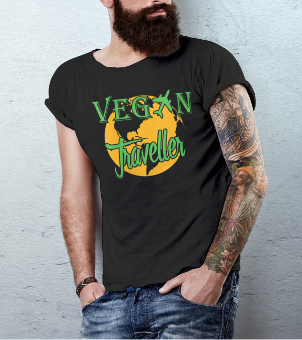 Vegan Traveller Globe VneckWomens Vegan Traveller T-Shirt