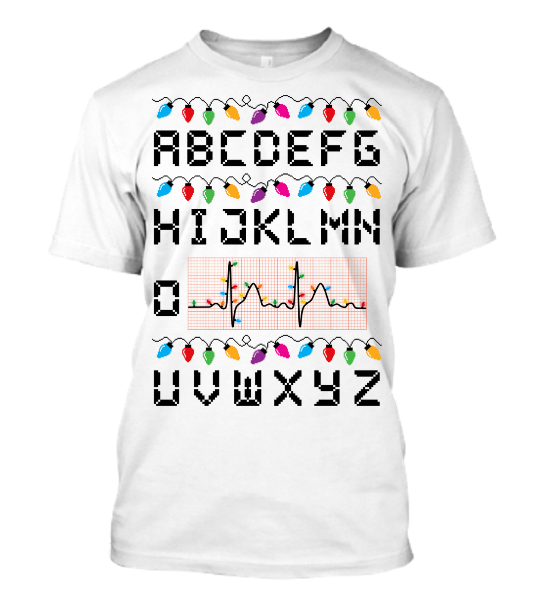 Alphabet ECG Heartbeat Lights Nurse T-Shirt