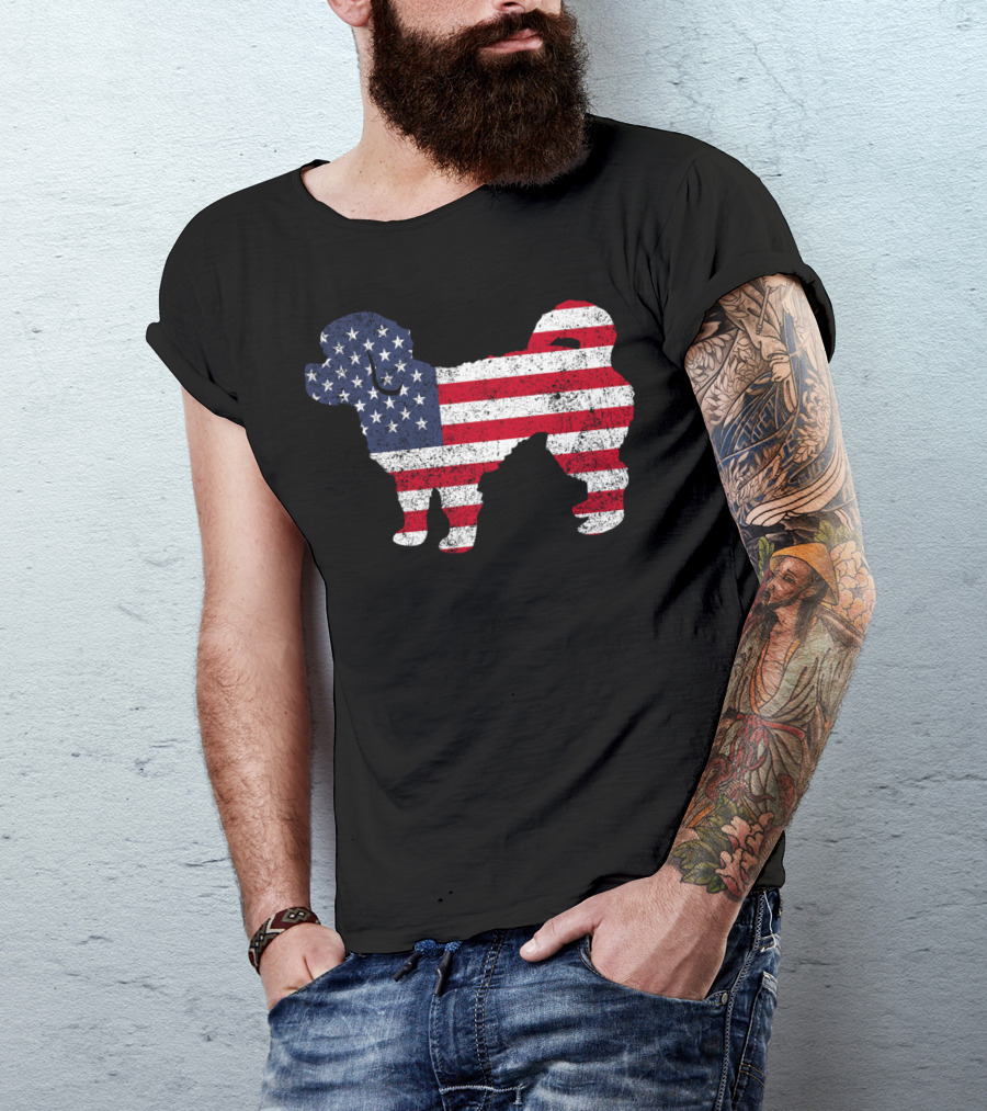 American Patriotic Shihpoo Dog Flag T-Shirt