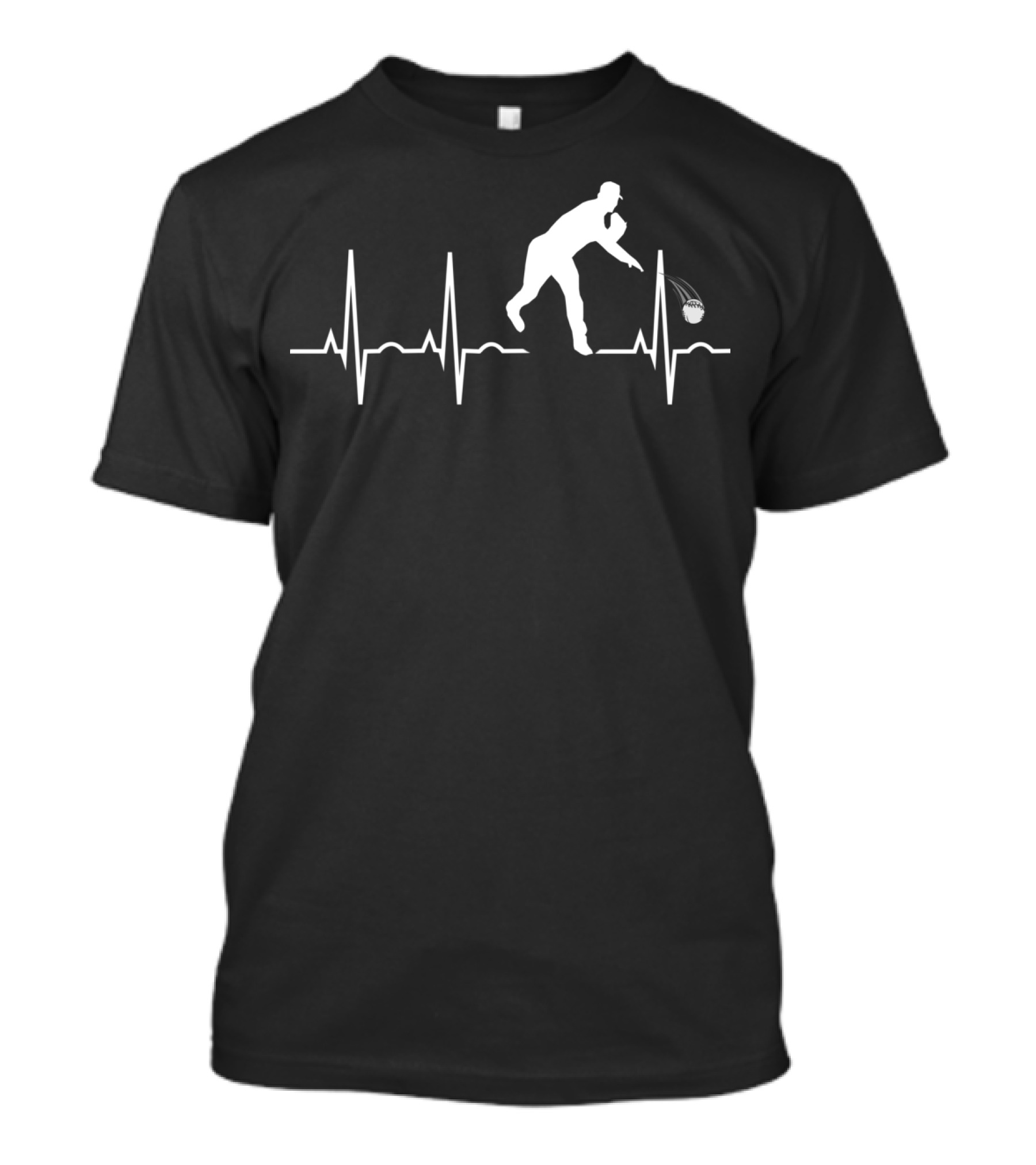 Baseball Pitcher Heartbeat EKG Line T-Shirt