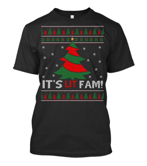 Christmas It's Lit Fam Festive Tree Snowflakes T-Shirt