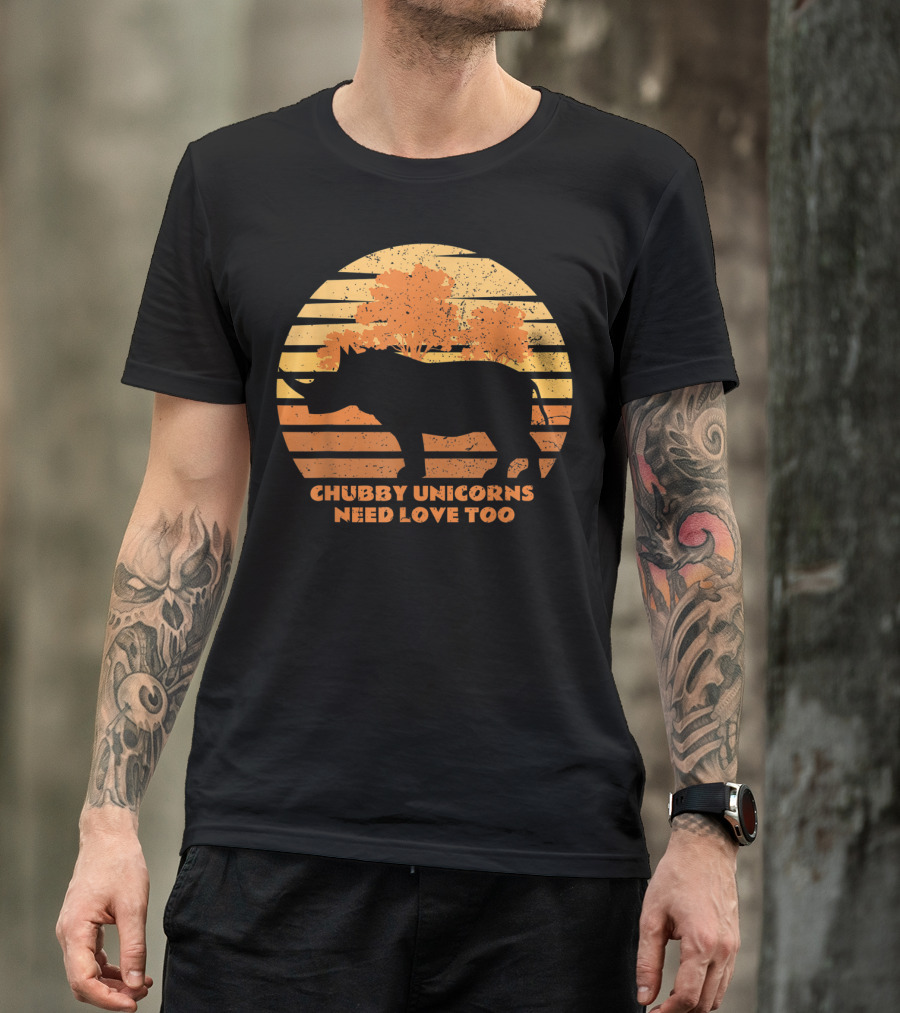 Chubby Unicorns Need Love Too Sunset Rhino T-Shirt