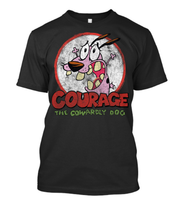 Courage The Cowardly Dog Vintage Style Retro Circle Emblem T-Shirt