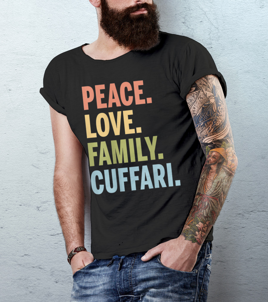 Peace Love Family Cuffari Matching Last Name T-Shirt