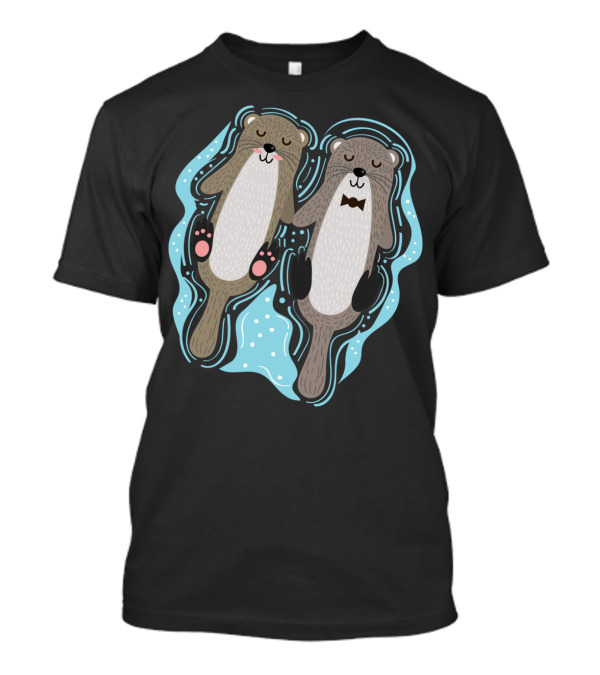 Cute Otters Floating Together Sea Otter Pair T-Shirt
