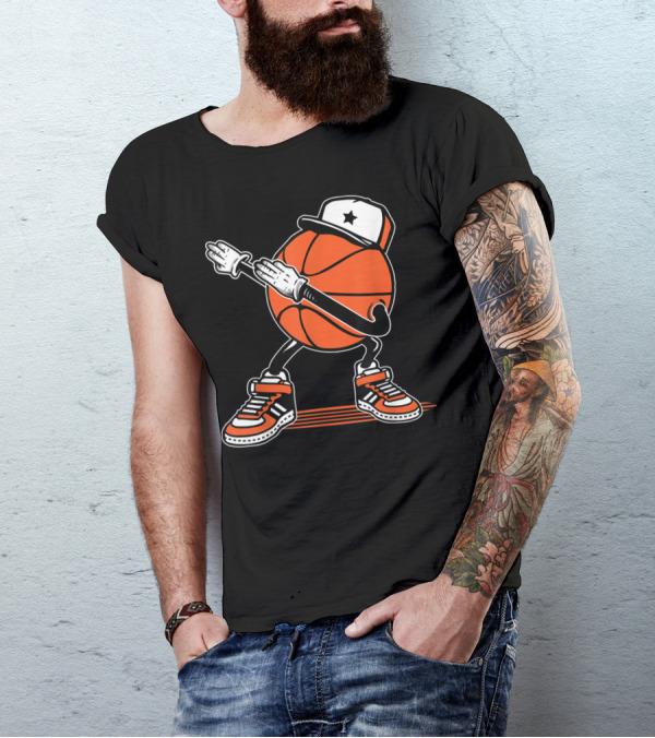 Dabbing Basketball With Hat And Sneakers Funny Dab Present T-Shirt