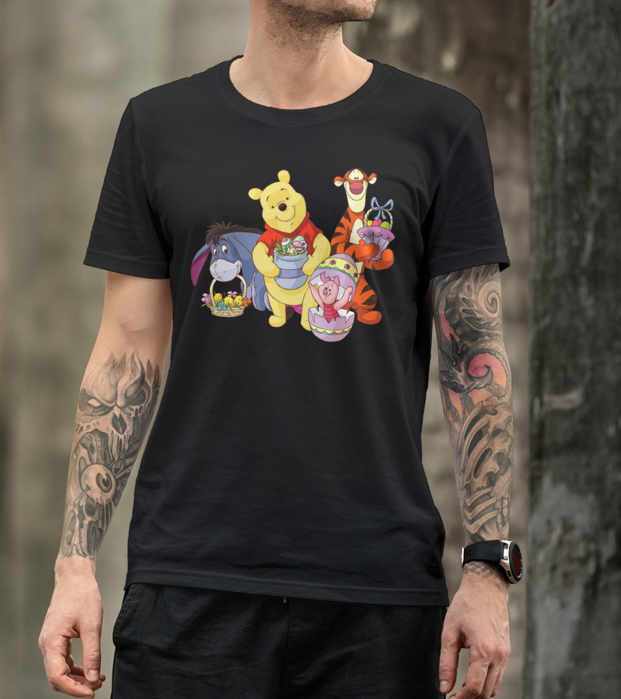 Disney Easter Winnie The Pooh Eeyore Tigger Piglet Baskets T-Shirt