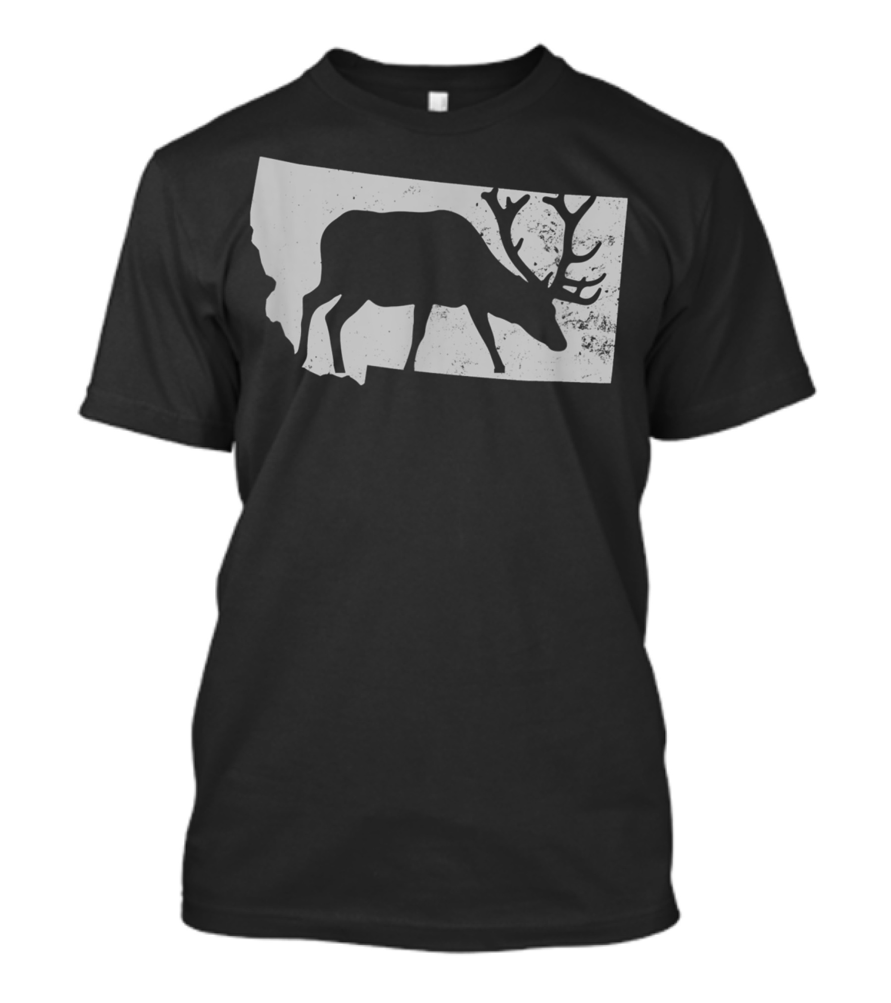 Elk Hunting Montana Hunter Silhouette In State Outline T-Shirt
