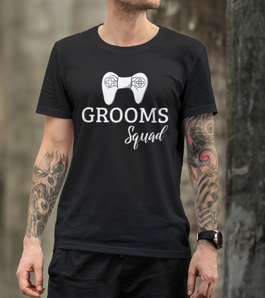 Grooms Squad Wedding Bachelor Party Groomsmen Game Controller T-Shirt
