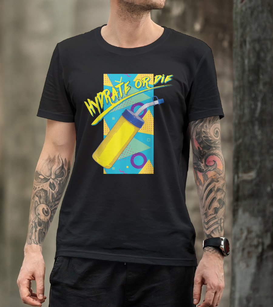 Hydro Homies Hydrate Or Die Retro Water Bottle T-Shirt