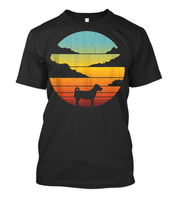 Jack Russell Silhouette Vintage Sunset 60S 70S T-Shirt