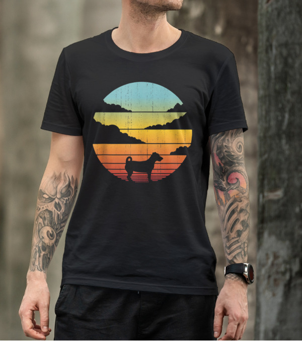 Jack Russell Silhouette Vintage Sunset 60S 70S T-Shirt