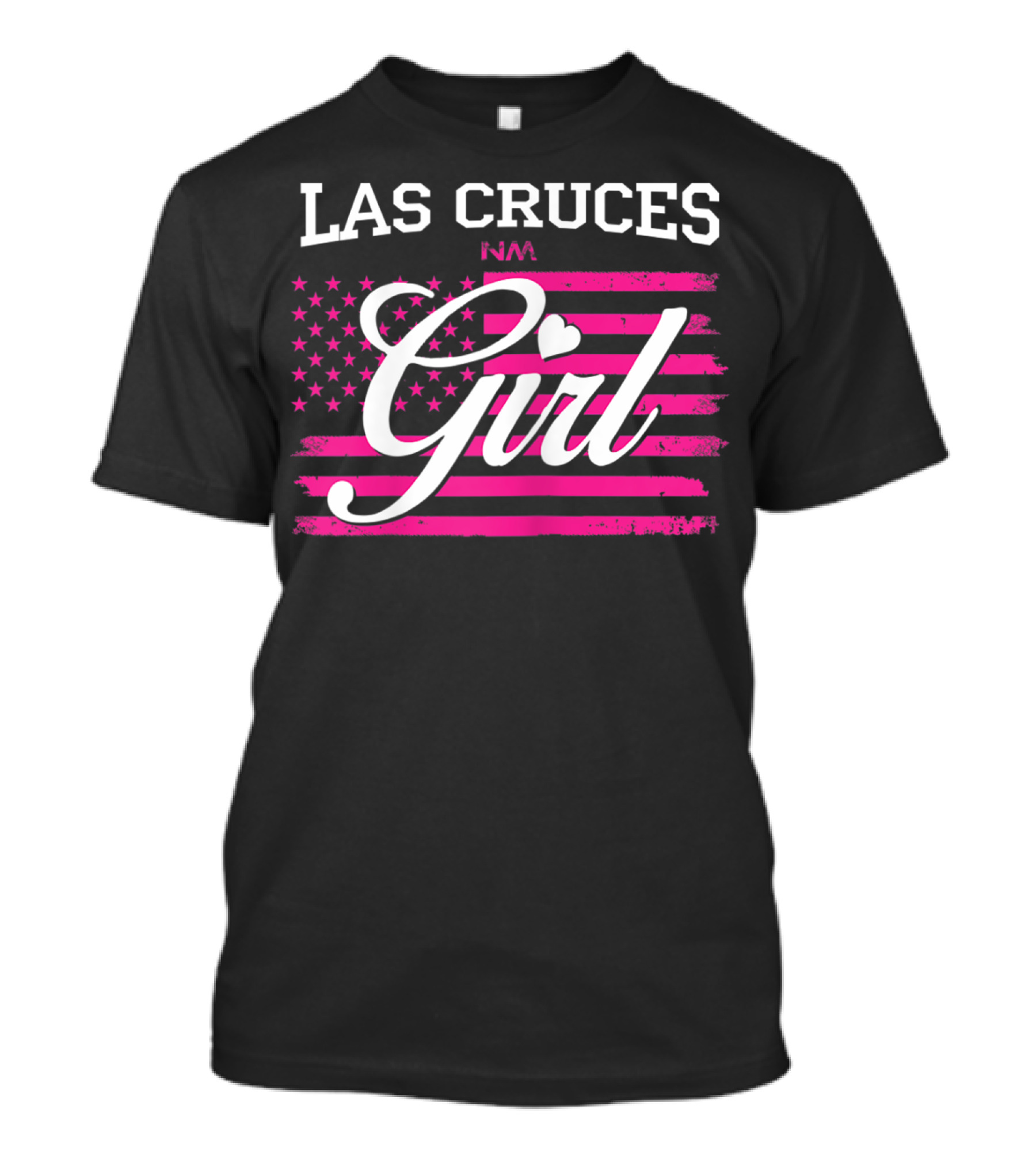 Las Cruces NM Girl Pink USA Flag New Mexico State T-Shirt