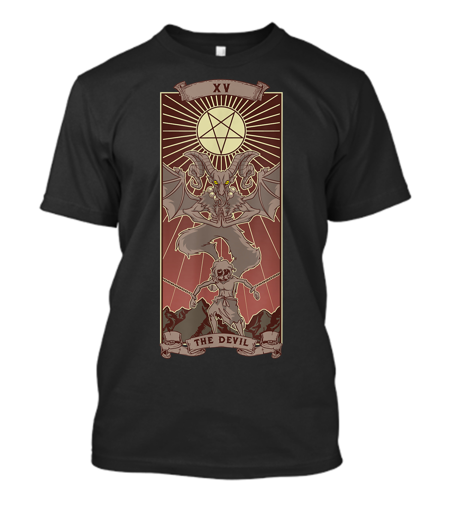XV The Devil Tarot Card Pentagram Goth T-Shirt