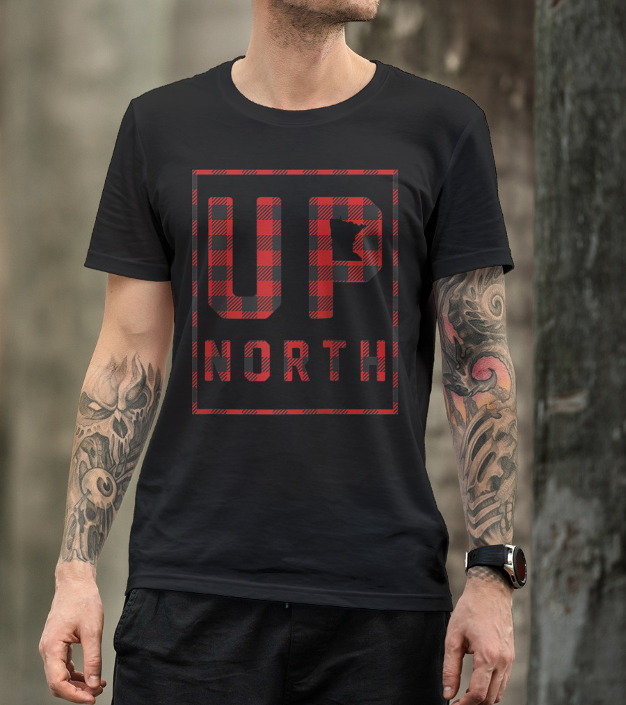 Up North Buffalo Plaid Minnesota State MN T-Shirt