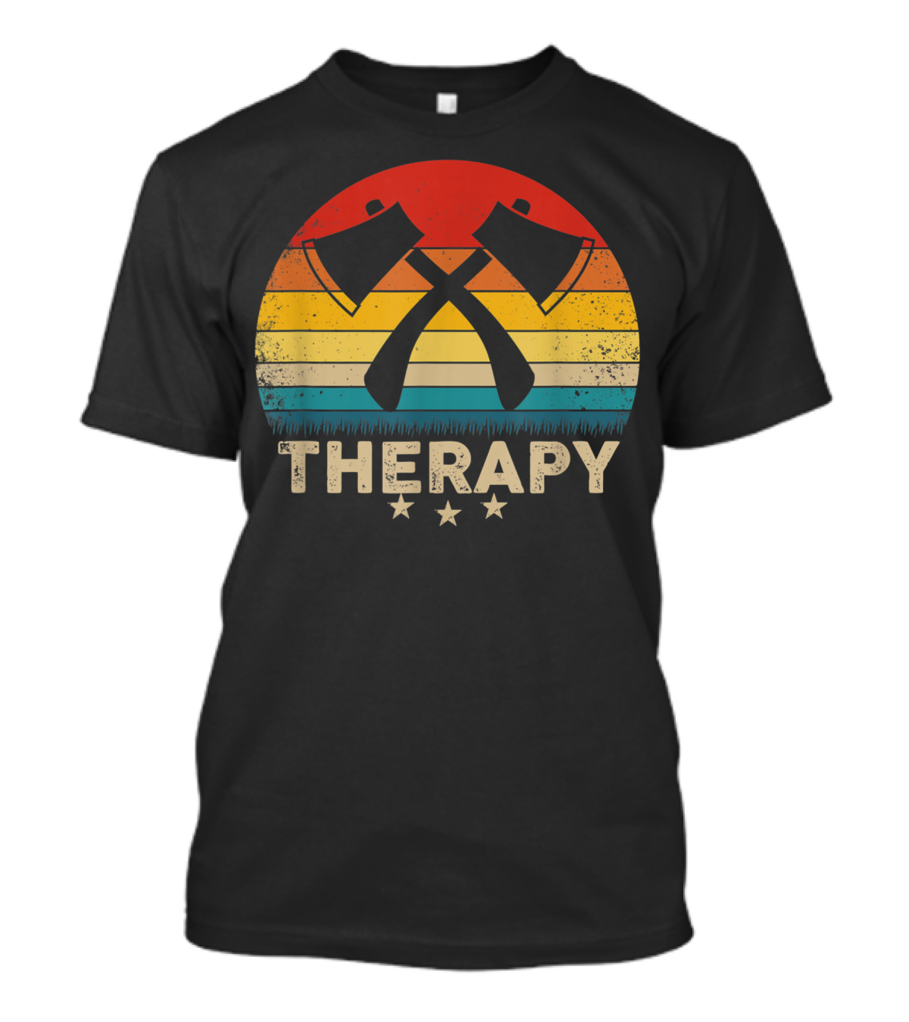 Vintage Axe Throwing Therapy Retro Sunset T-Shirt