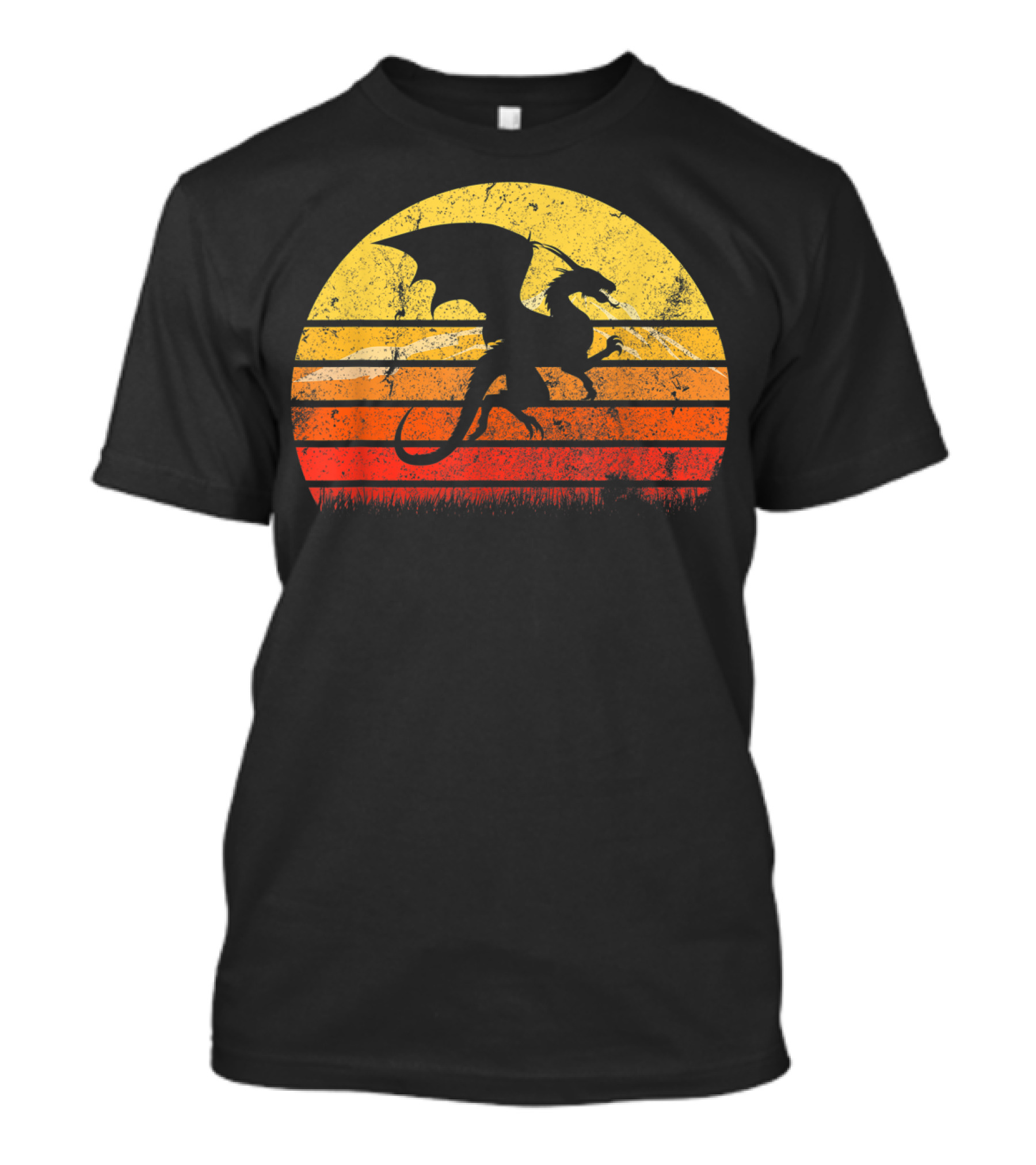 Vintage Dragon Sunset Retro Animal Sunburst T-Shirt