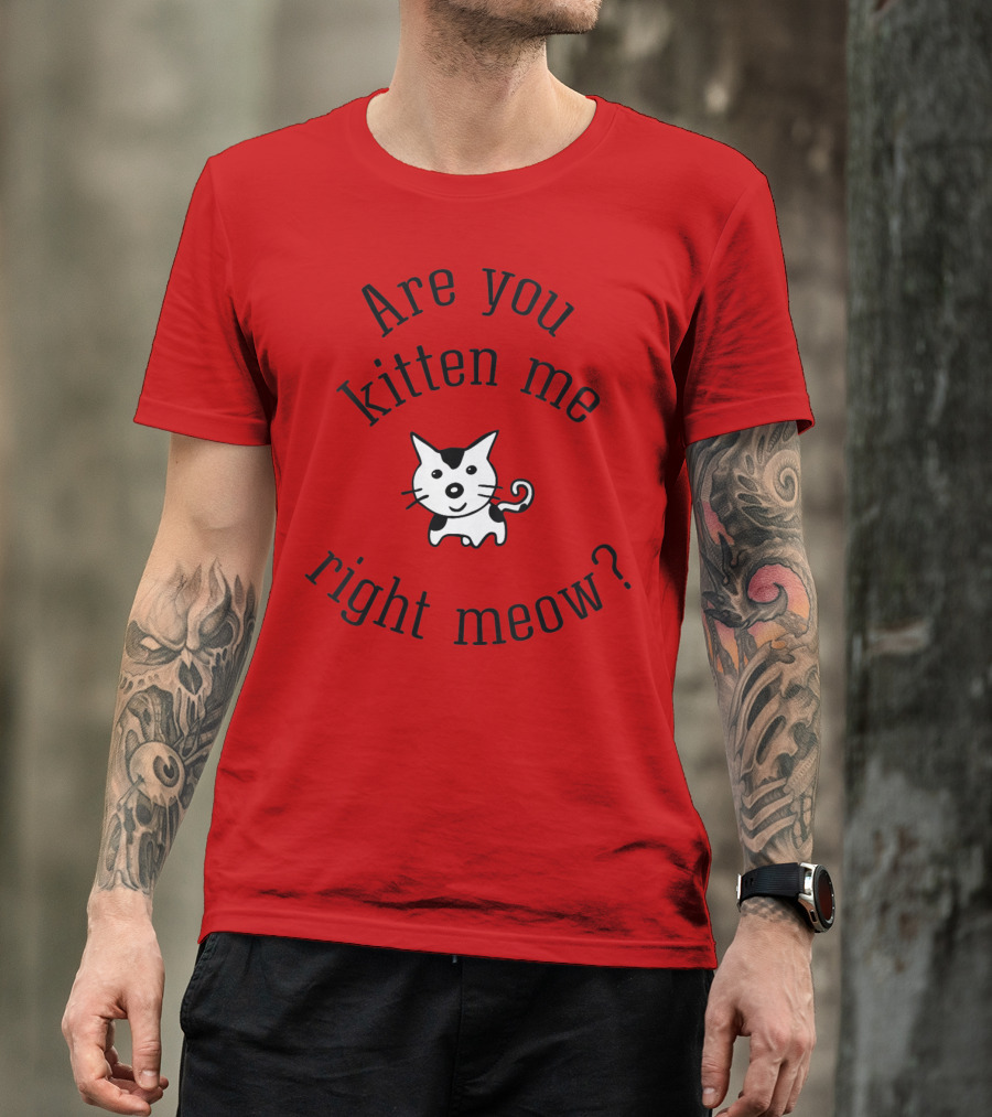 Are You Kitten Me Right Meow Cute Cat Black T-Shirt