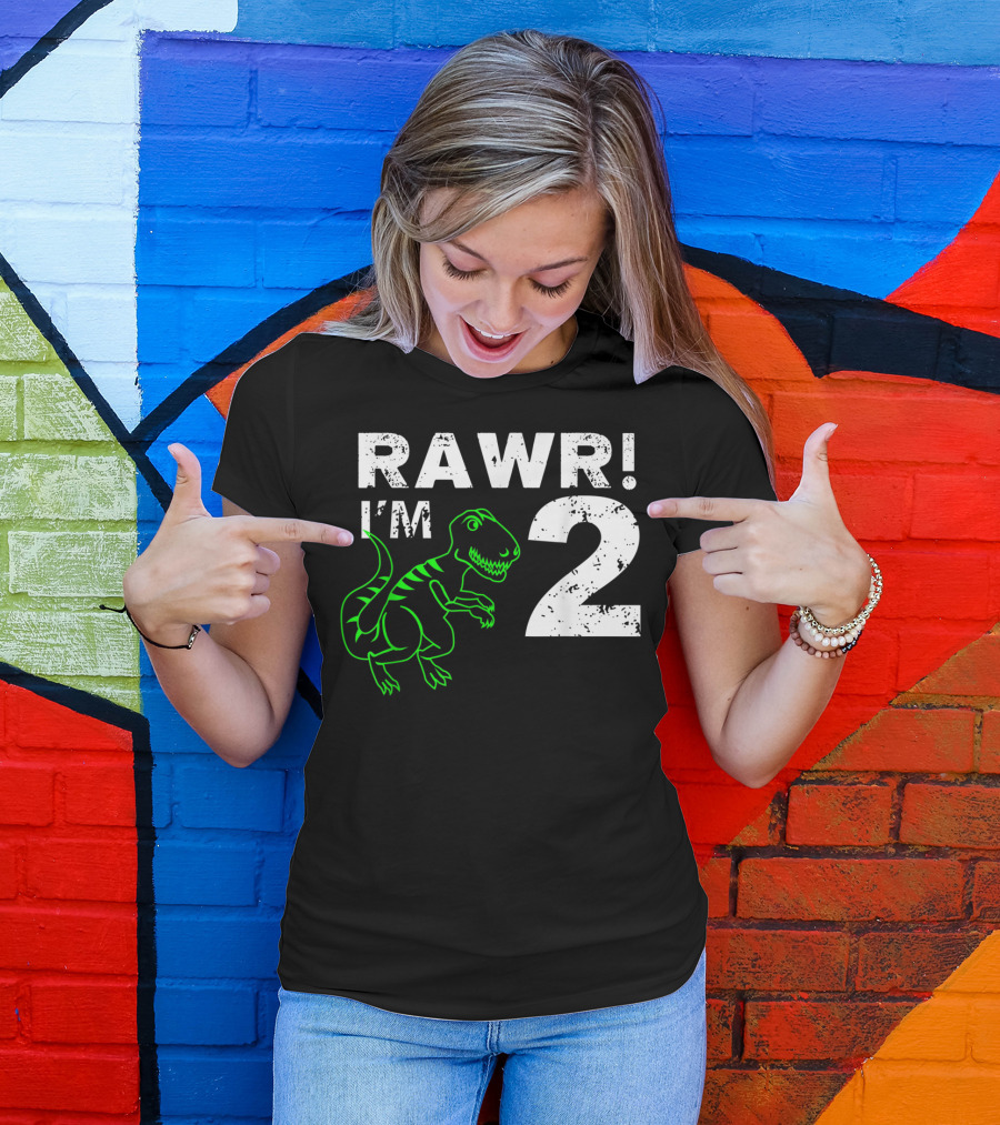 RAWR I'm 2 Dinosaur 2nd Birthday T-Shirt