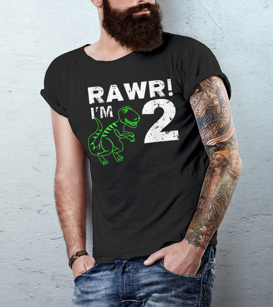 RAWR I'm 2 Dinosaur 2nd Birthday T-Shirt