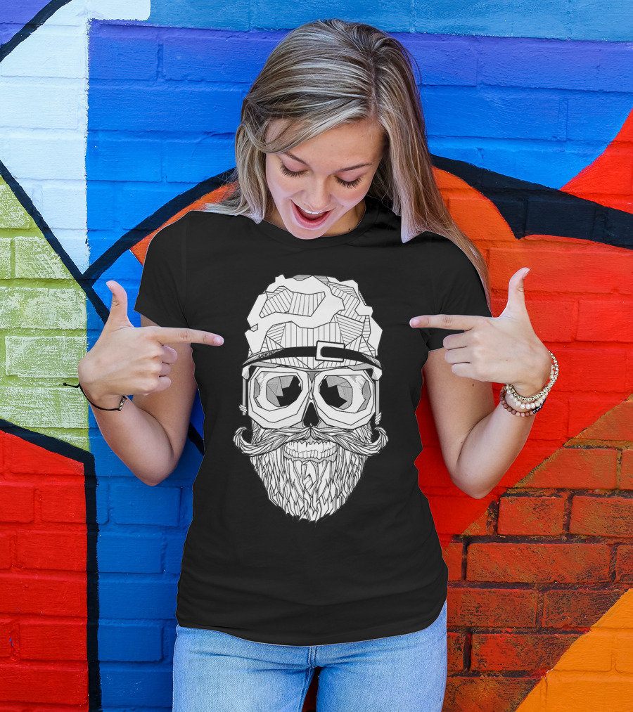 Arson Aesthetic Memoriae Skull Beard Geometric Glasses T-Shirt
