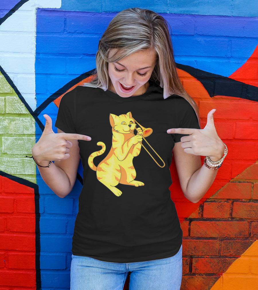 Cat Trombone Meow Music Collection T-Shirt