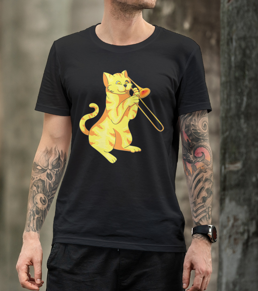 Cat Trombone Meow Music Collection T-Shirt
