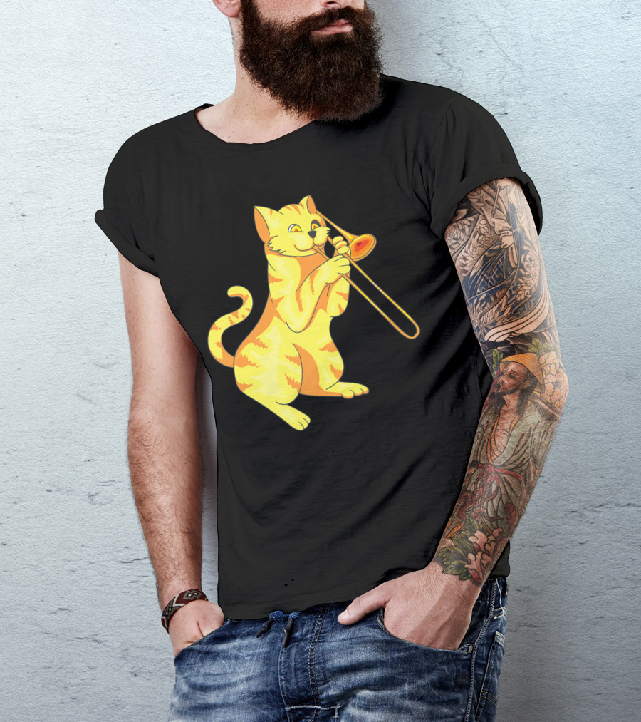 Cat Trombone Meow Music Collection T-Shirt