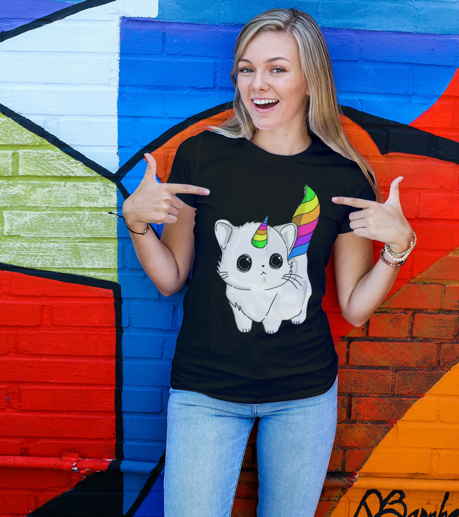 Caticorn Unicorn Rainbow Cat For Girls Boys Adults T-Shirt
