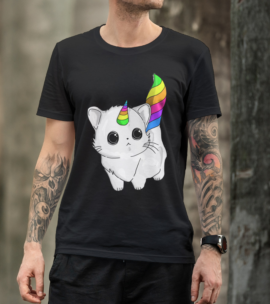 Caticorn Unicorn Rainbow Cat For Girls Boys Adults T-Shirt