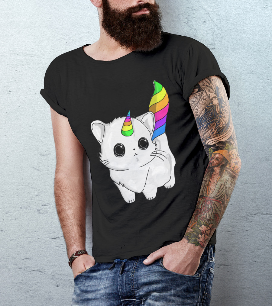 Caticorn Unicorn Rainbow Cat For Girls Boys Adults T-Shirt