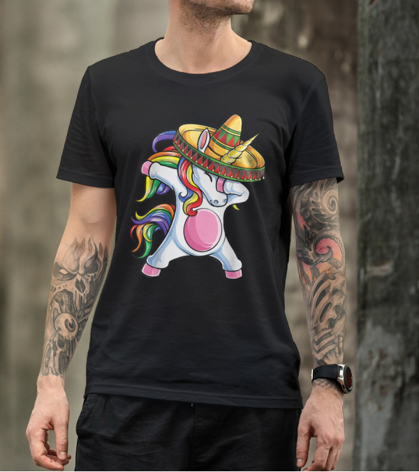 Dabbing Unicorn With Sombrero Cinco De Mayo T-Shirt