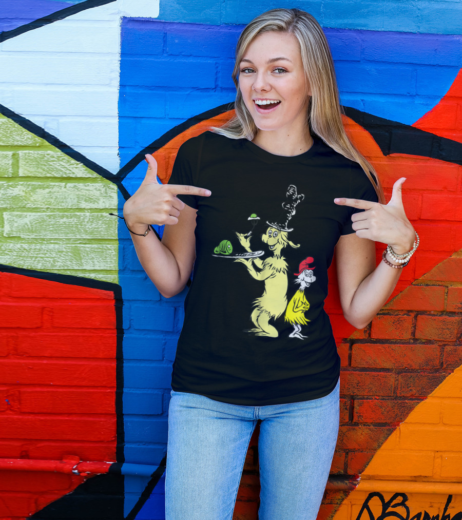 Dr Seuss Sam I Am With Green Eggs And Ham Iconic Characters T-Shirt