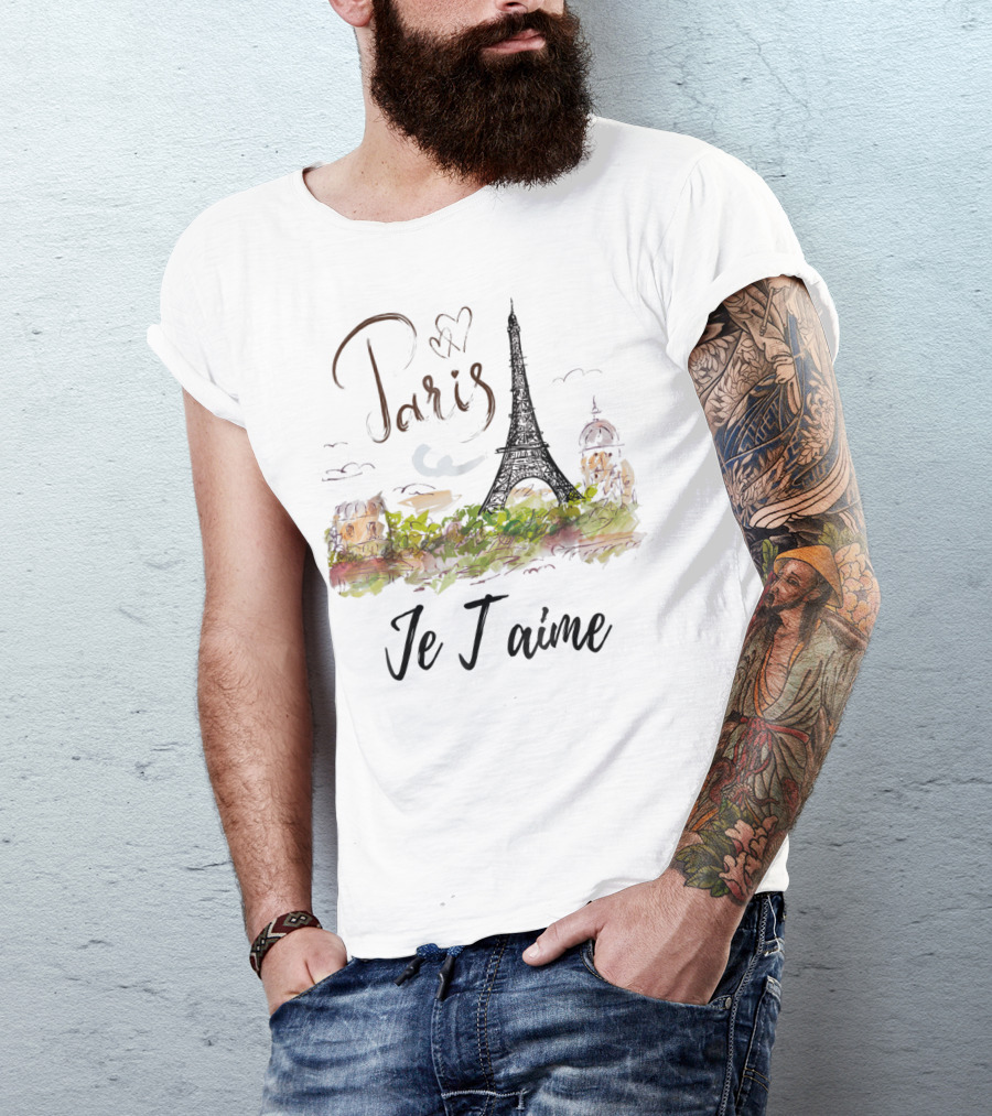 Paris Eiffel Tower Je T'aime Vintage Love Paris Fran T-Shirt