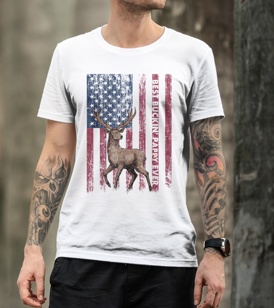 Best Buckin' Pappy Ever US Flag Deer Hunting T-Shirt