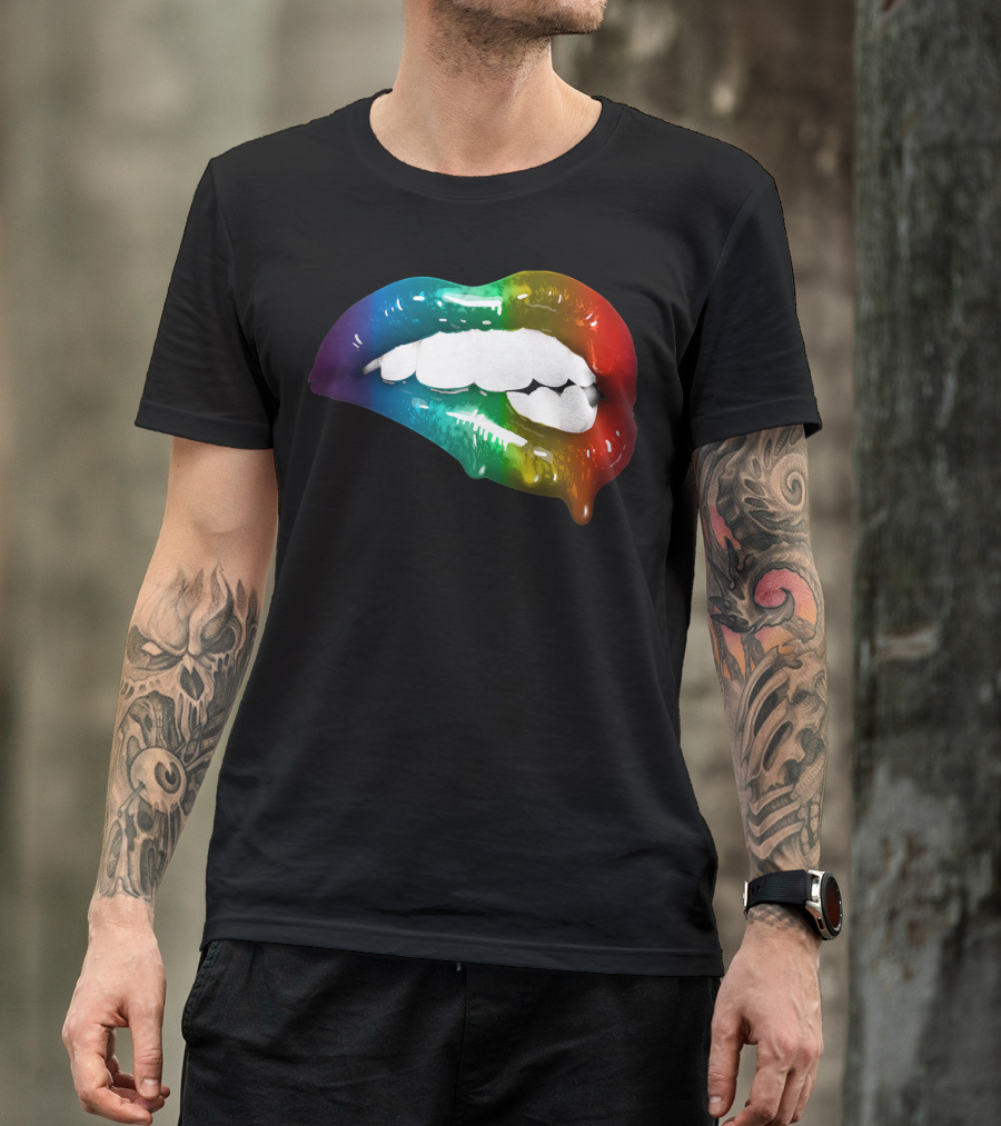 Rainbow Lips Cute Artful Makeup Addicts Lipstick Fashion Trends T-Shirt