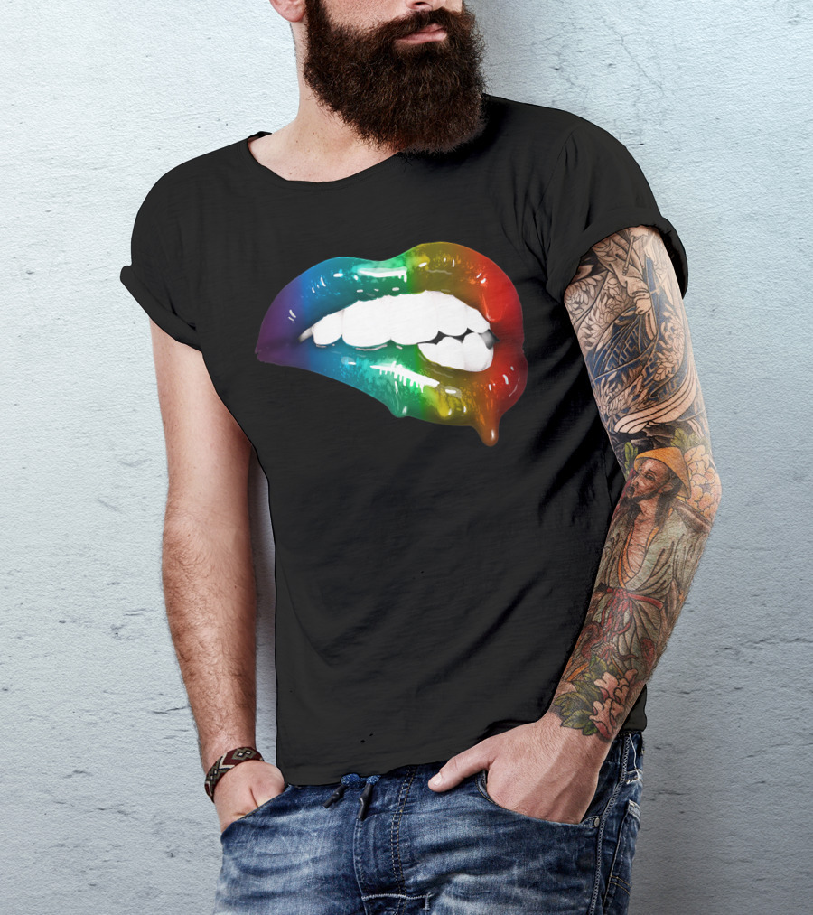 Rainbow Lips Cute Artful Makeup Addicts Lipstick Fashion Trends T-Shirt