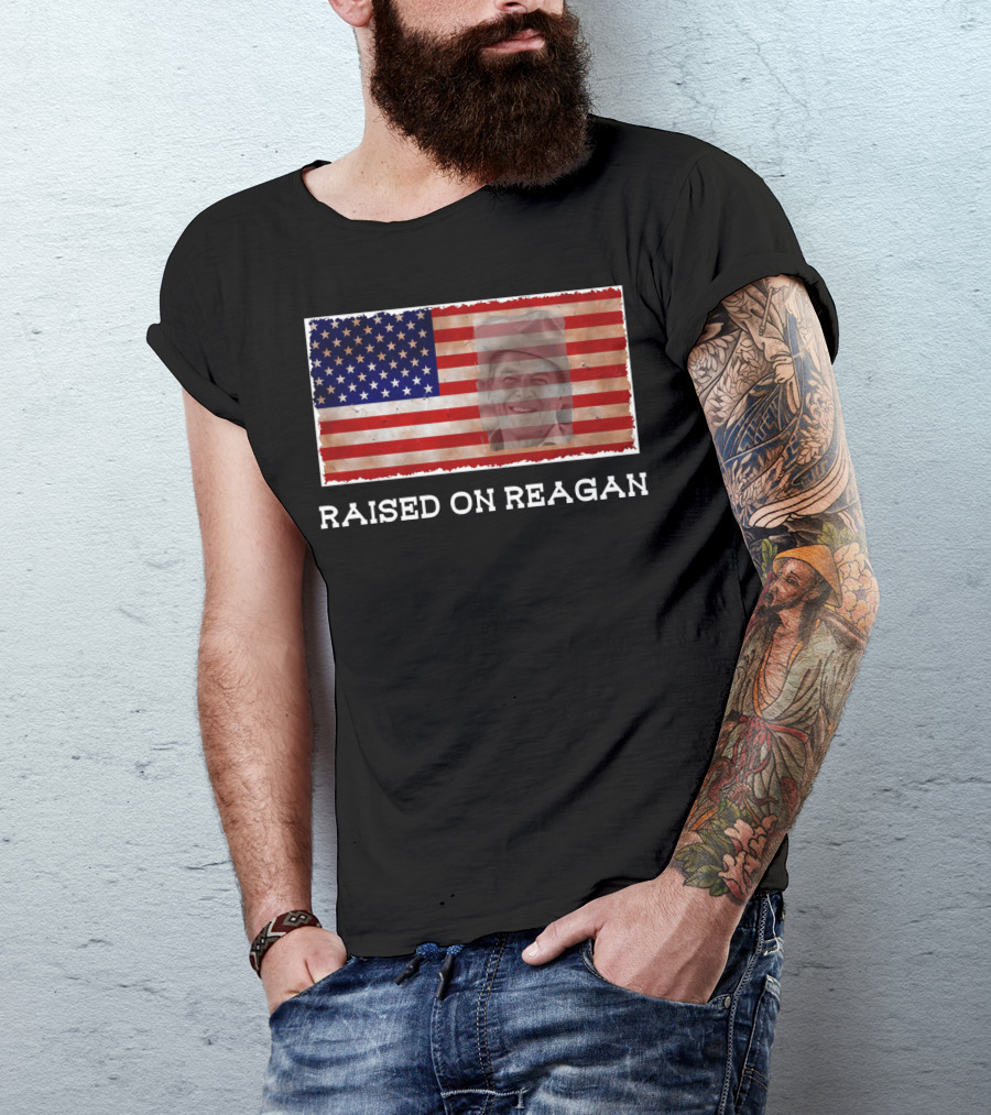 Raised On Reagan American Flag T-Shirt