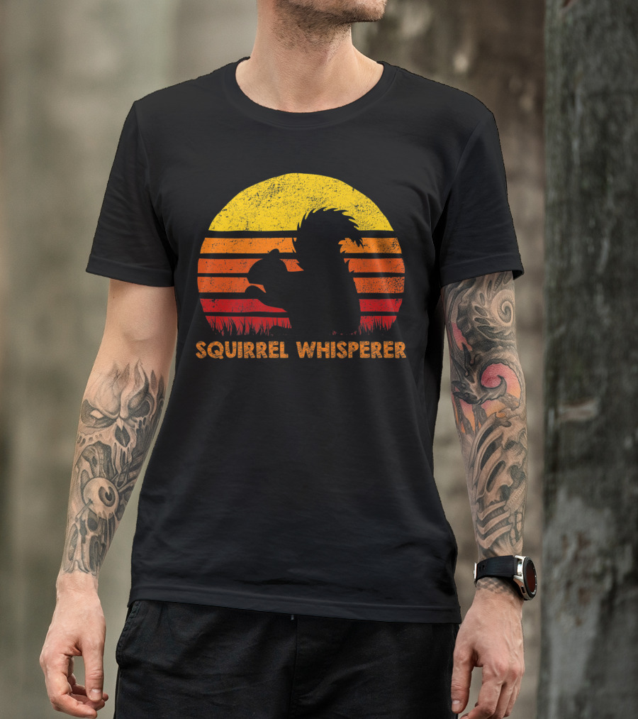 Squirrel Whisperer Sunset Retro T-Shirt