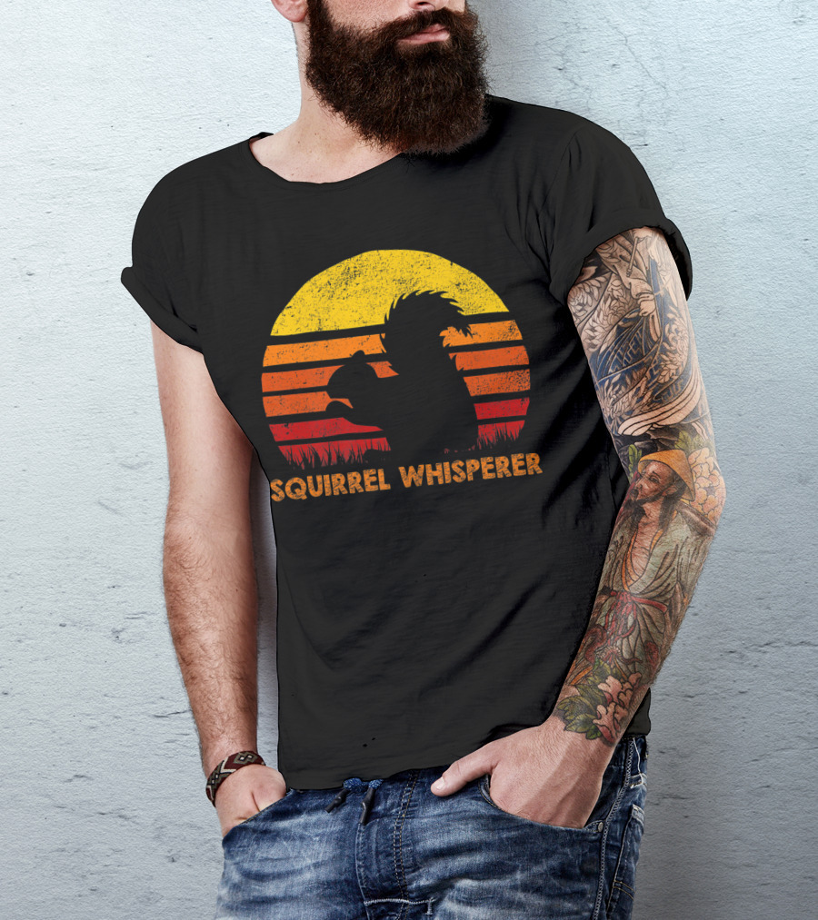 Squirrel Whisperer Sunset Retro T-Shirt