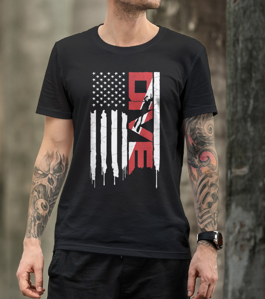 Scuba Diving American Flag DIVE With Diver T-Shirt