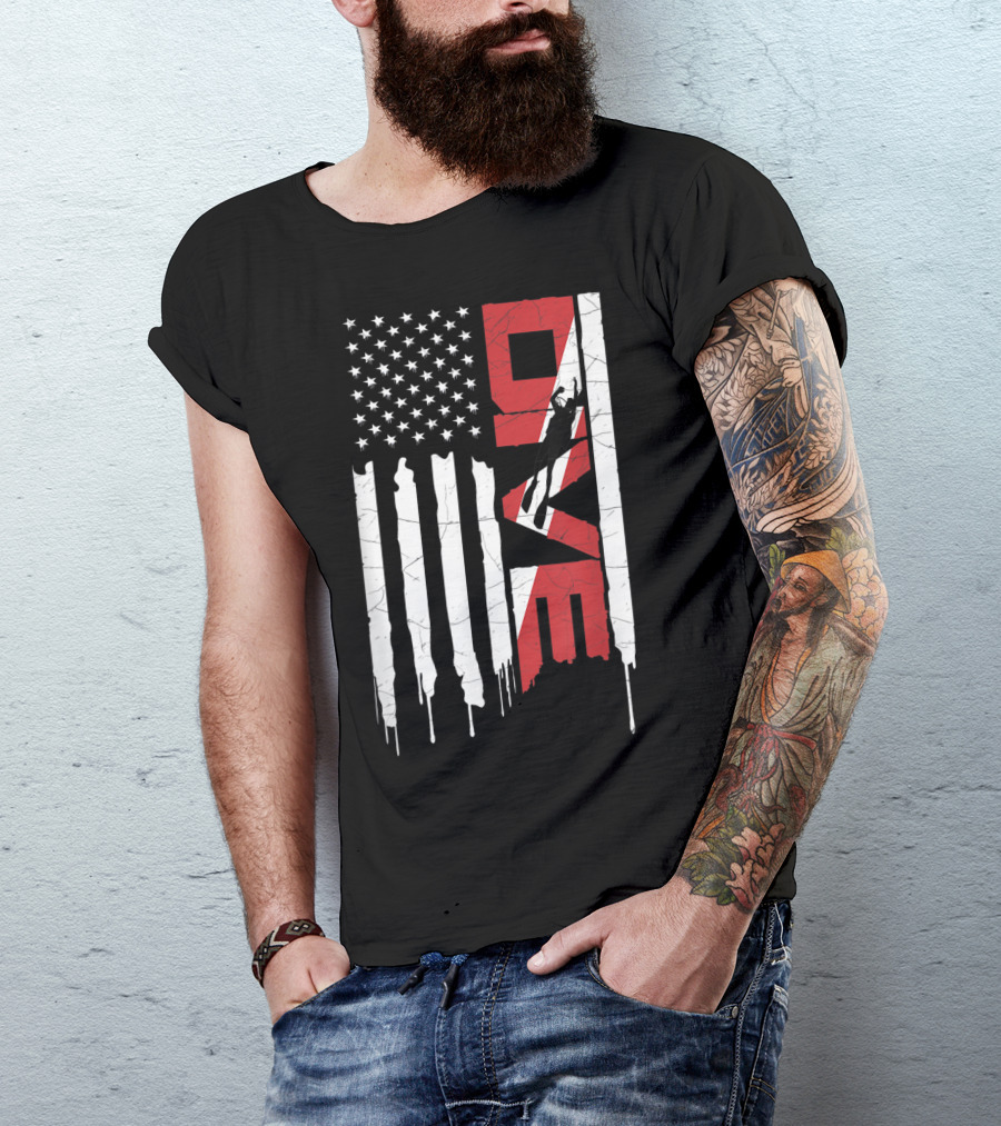 Scuba Diving American Flag DIVE With Diver T-Shirt
