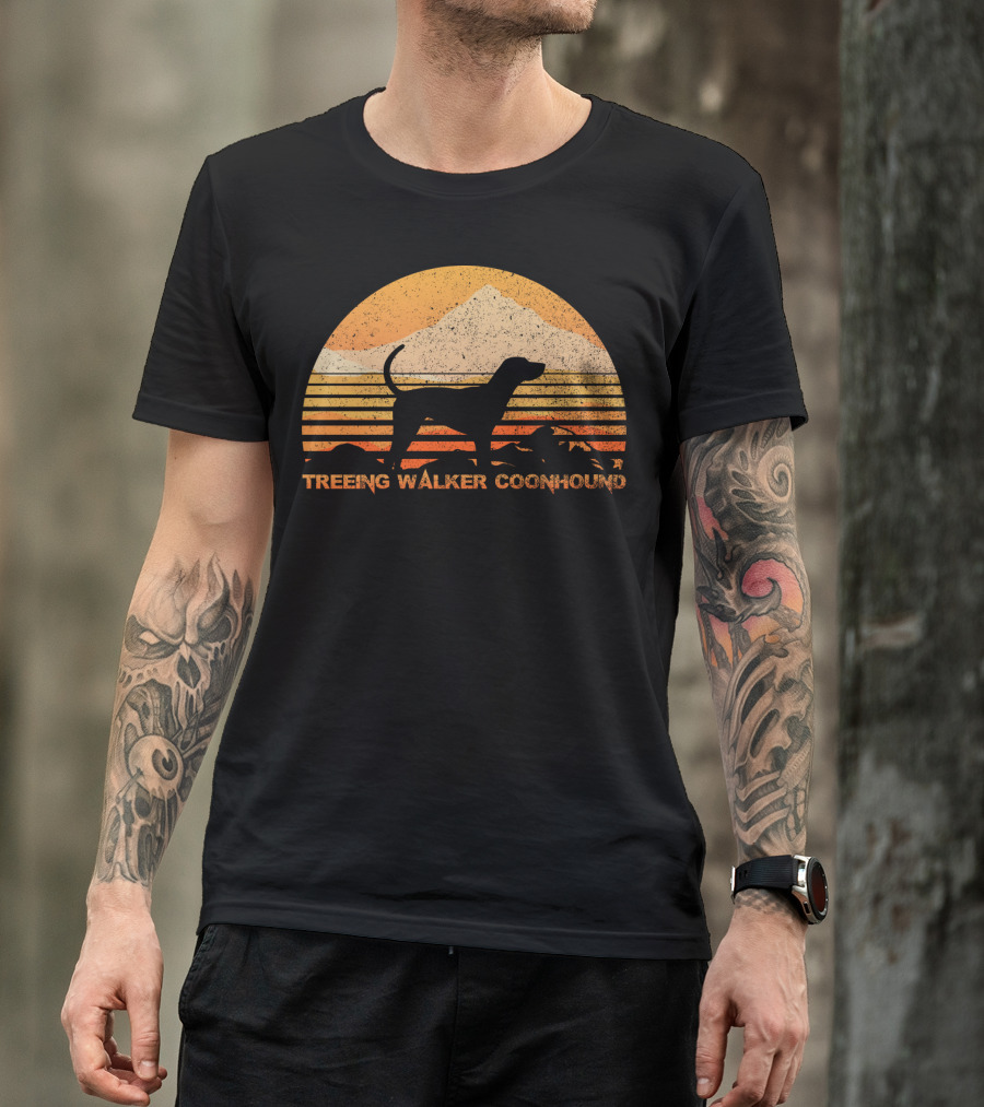 TREEING WALKER COONHOUND Retro Sunset T-Shirt