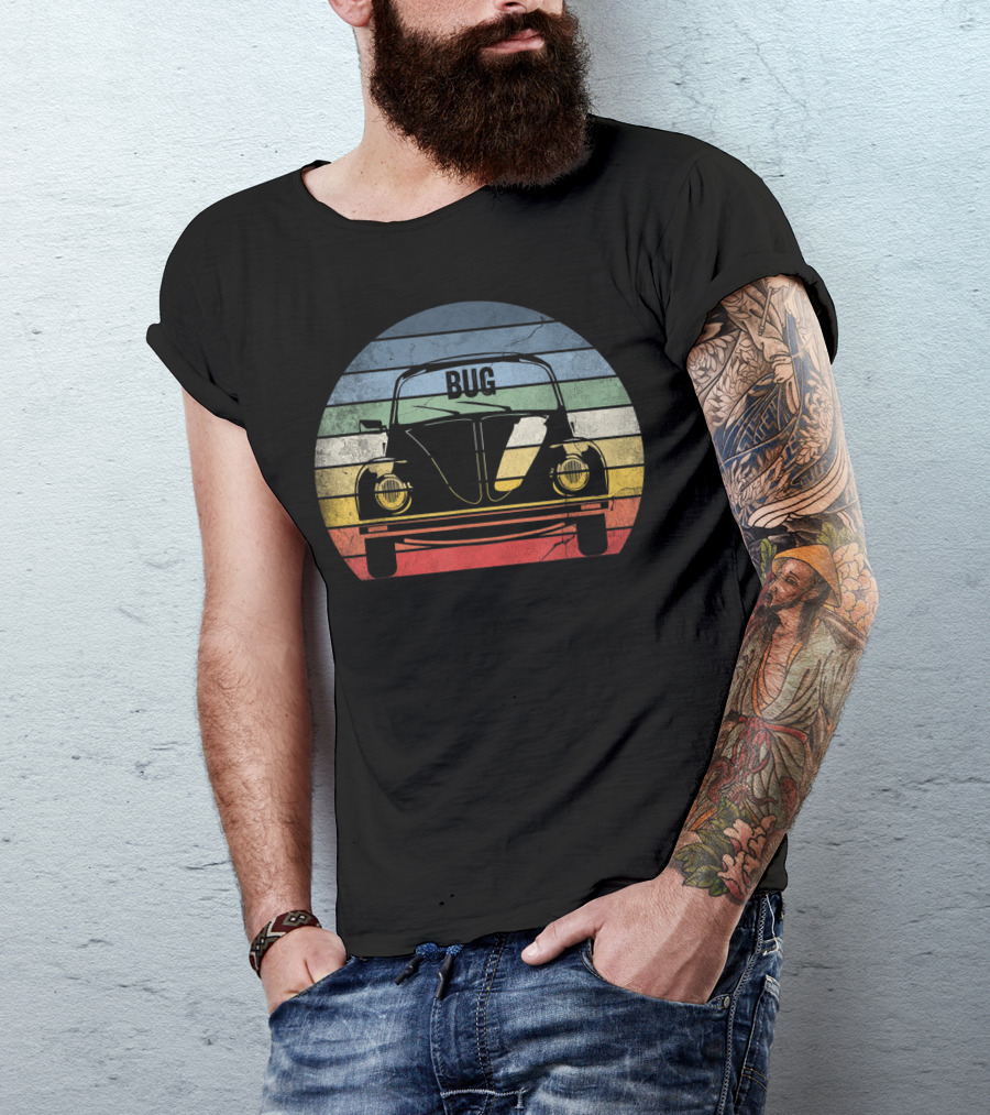 Classicbeetle Bug Vintage Stripes Retro T-Shirt